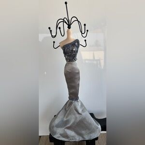 Jewelry Organizer Tree Stand Lady's Sequin Pencil Dress Form Hooks Vanity Doll